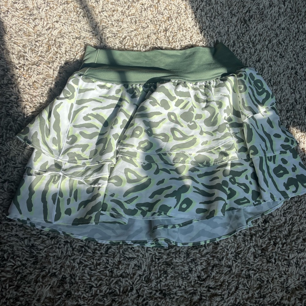 green cheetah print athletic skirt